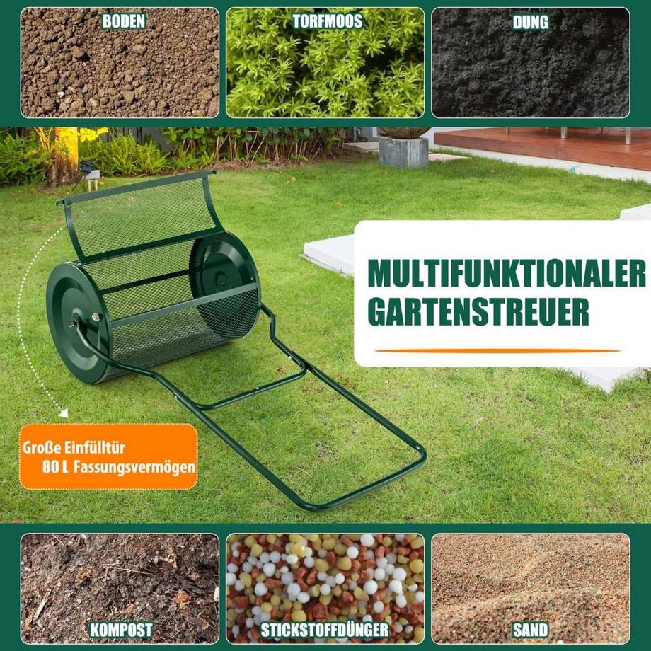 B2X  60,5 cm Hoher Kompoststreuer Torfstreuer mit Verbessertem U-förmigen Griff 