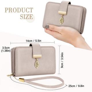 Only-bags.store Portefeuille en cuir avec protection RFID 18 fentes pour cartes chaîne à fermeture éclair et lanière  