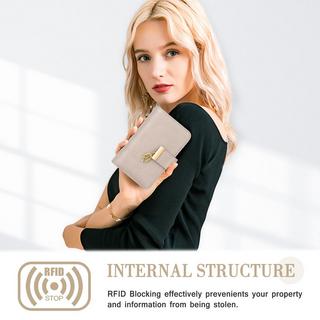 Only-bags.store Portefeuille en cuir avec protection RFID 18 fentes pour cartes chaîne à fermeture éclair et lanière  