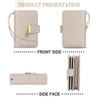 Only-bags.store  Portefeuille en cuir Portefeuille à plusieurs compartiments Portefeuille avec protection RFID 18 fentes pour cartes Portefeuille avec chaîne à fermeture éclair et lanière 