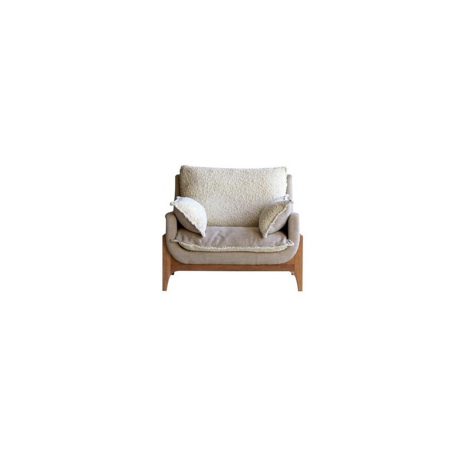 Tikamoon Fauteuil en chêne massif et tissu Linen Woodnest  