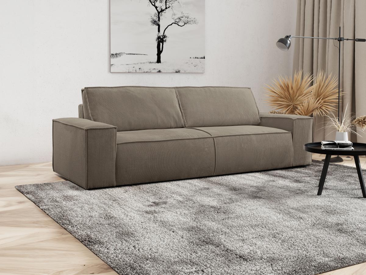 PASCAL MORABITO Schlafsofa 4-Sitzer - Cord - Taupe - AMELIA  