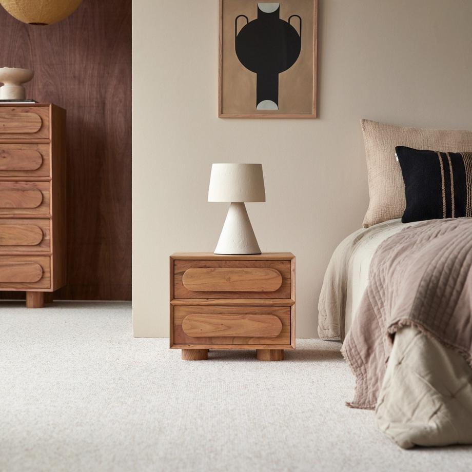 Tikamoon Nachttisch aus massivem Akazienholz 2 Schubladen Olga  