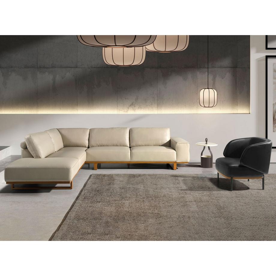 ANGEL CERDA Canapé d'angle gauche en cuir sable  