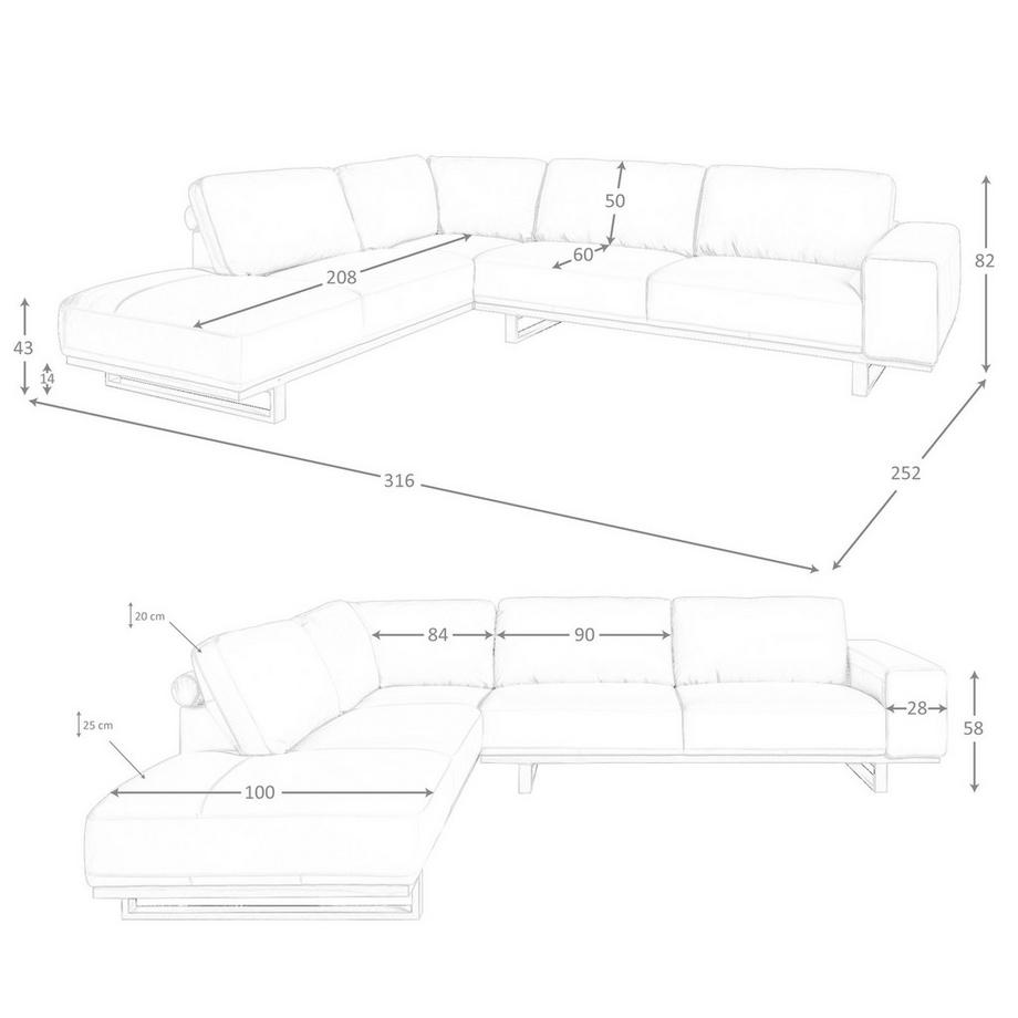 ANGEL CERDA Canapé d'angle gauche en cuir sable  