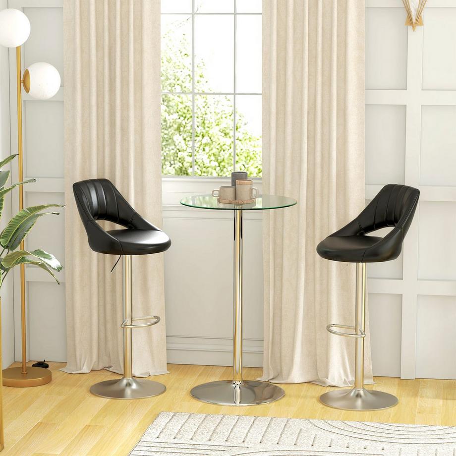 Northio  Bartisch Stehtisch 2 Personen Bistrotisch Hartglas Tischplatte Ø60X102Cm Transparent 