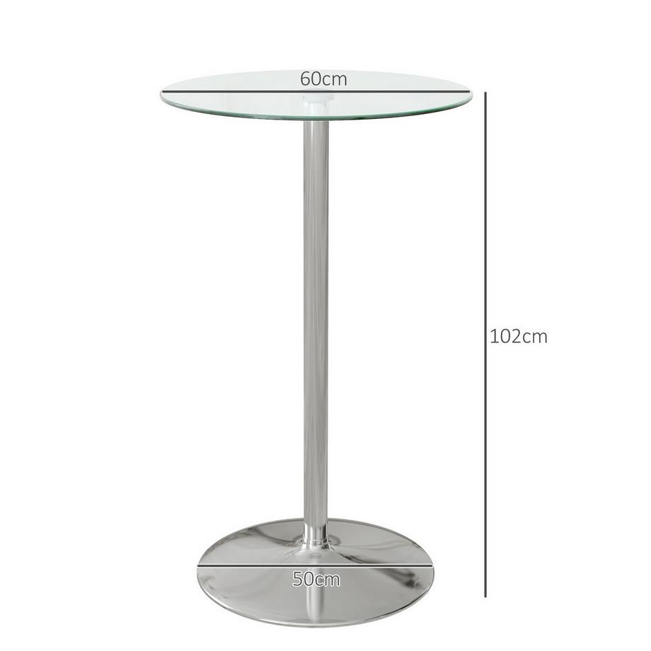 Northio  Bartisch Stehtisch 2 Personen Bistrotisch Hartglas Tischplatte Ø60X102Cm Transparent 