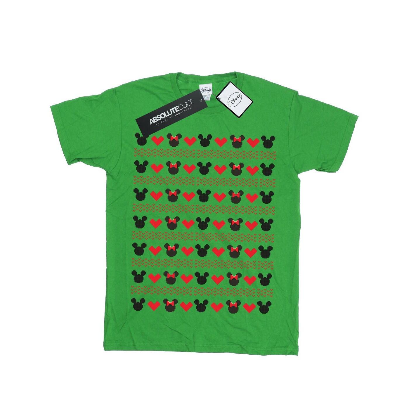 Image of Mickey And Minnie Christmas Hearts Tshirt Unisex Grün 152-158