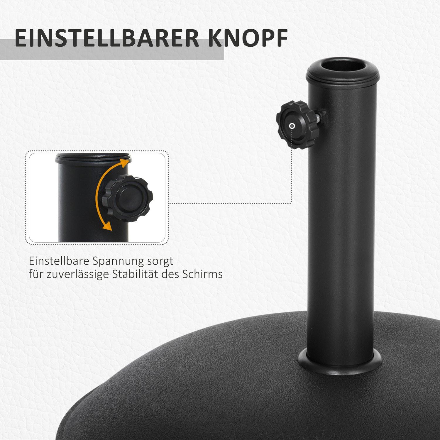 Outsunny Schirmständer Rund Sonnenschirmständer Sonnenschirmfuß Basis 20Kg Stahlrohr(Modell1)  