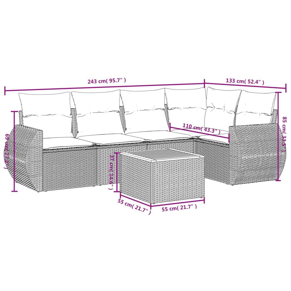 VidaXL set divano da giardino Polirattan  