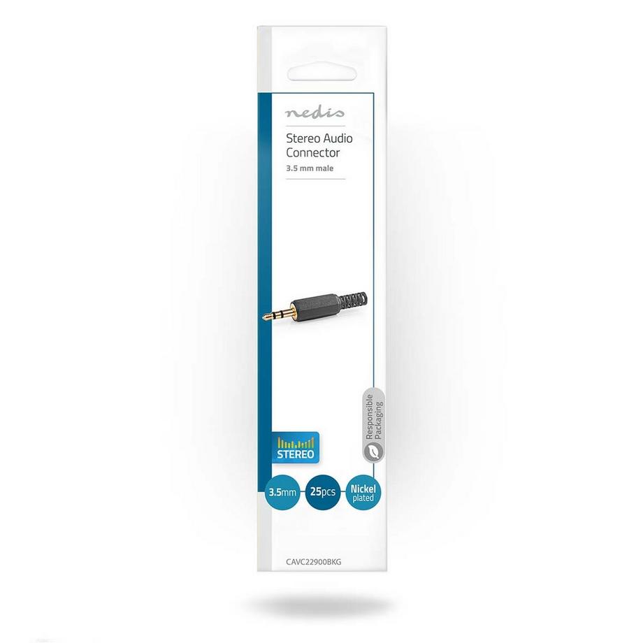 Nedis  Audio-Stecker | Gerade | Männlich | Vergoldet | Löten | Kabeleingang Durchmesser: 4,0 mm | PVC | Gold / Schwarz | 25 Stk. | Plastikbeutel 