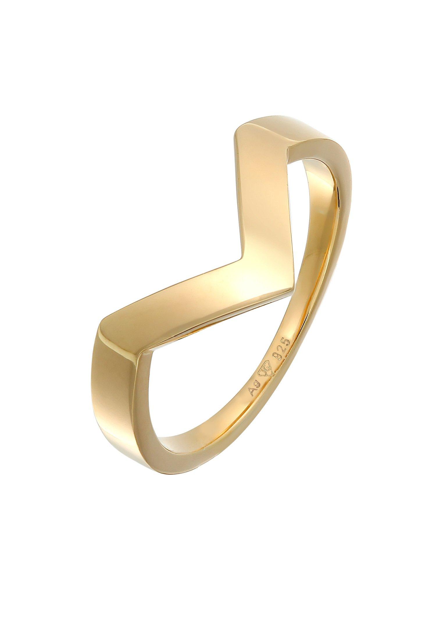 Image of Ring V-form Basic Rhodiniert Damen Gold 66mm