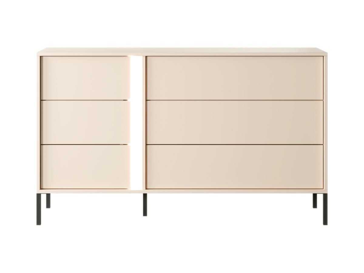 Vente-unique  Commode 6 tiroirs - Avec LEDs - Beige - ELYNIA 