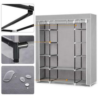 B2X Großer Textil-Kleiderschrank Massido – Grau  