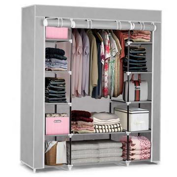 Großer Textil-Kleiderschrank Massido – Grau