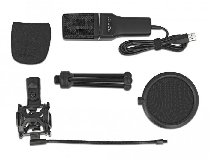 DeLock  DeLOCK Set de microphone à condensateur - pour le podcasting, le jeu et le chant 