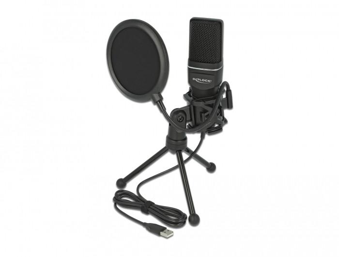 DeLock  DeLOCK Set de microphone à condensateur - pour le podcasting, le jeu et le chant 