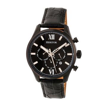 Heritor Montre automatique Benedict avec bracelet en cuir avec jour/date