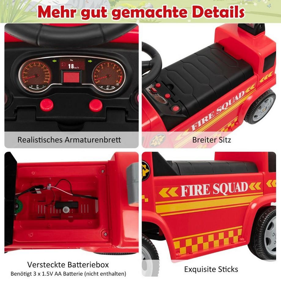 B2X  Kinder Feuerwehrauto mit Seifenblasenpistole & Leiter für Kinder von 18-36 Monaten Rot 