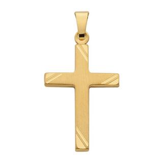 MUAU Schmuck  Anhänger Kreuz Gelbgold 750, 26x14mm 