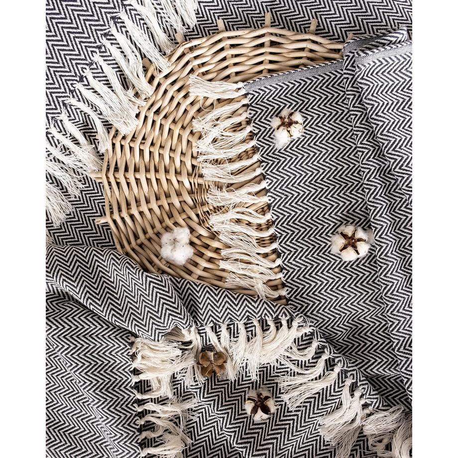 Alopini Couverture en Coton Premium avec Franges  