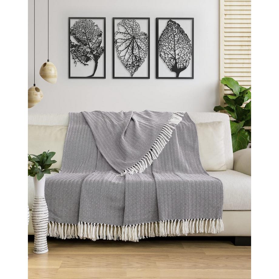 Alopini Couverture en Coton Premium avec Franges  