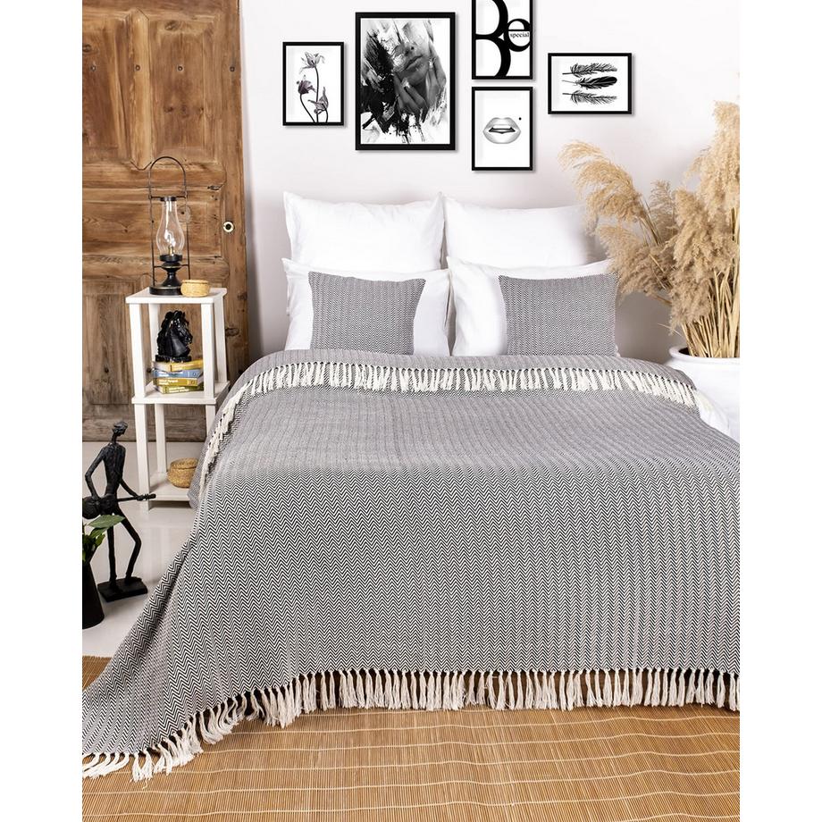 Alopini Couverture en Coton Premium avec Franges  