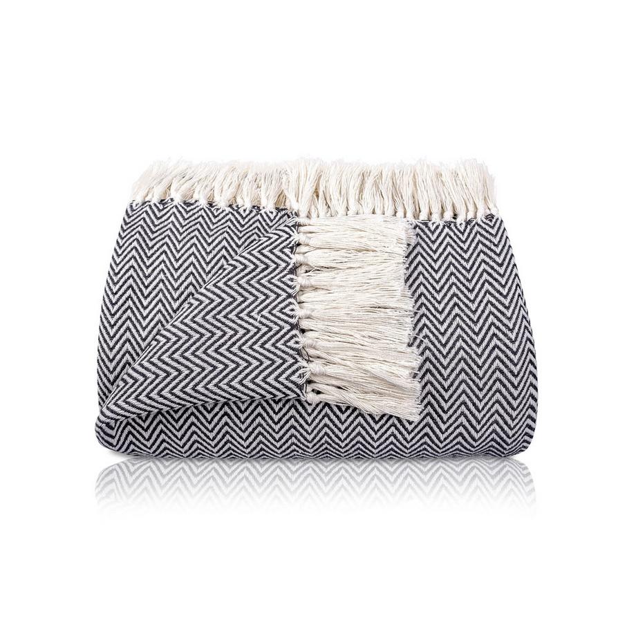 Alopini Couverture en Coton Premium avec Franges  