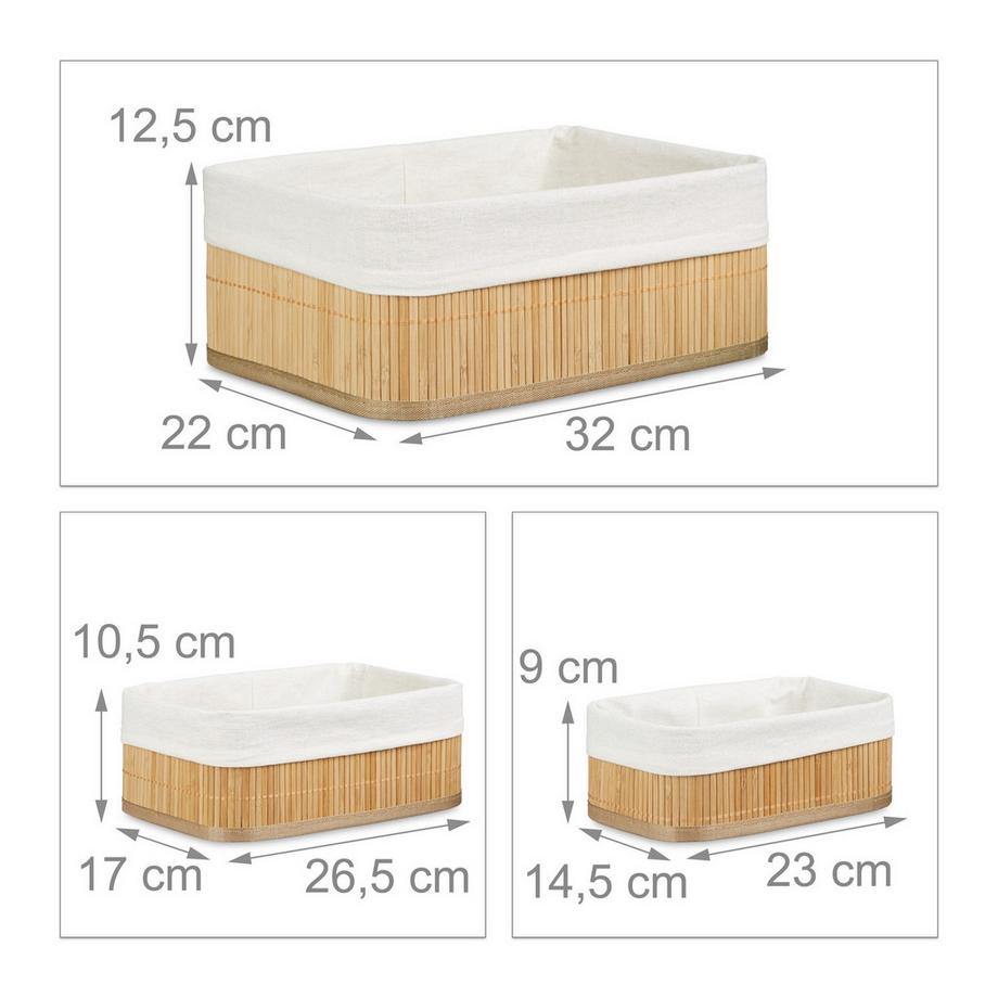 B2X Cestino in bambù in tre parti  