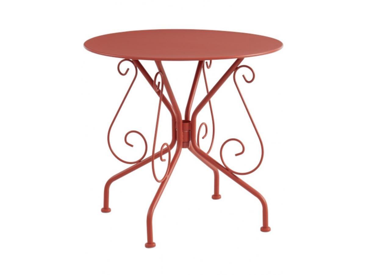 Image of Gartentisch - Metall in Eisenoptik - Terracotta - GUERMANTES von MYLIA Gartentisch - Metall in Eisenoptik - Terracotta - GUERMANTES von MYLIA