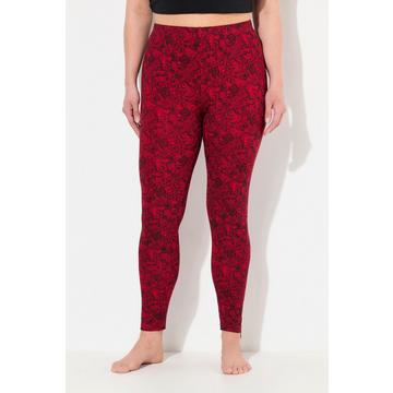 Legging à jambe slim et taille élastique, impression en dentelle