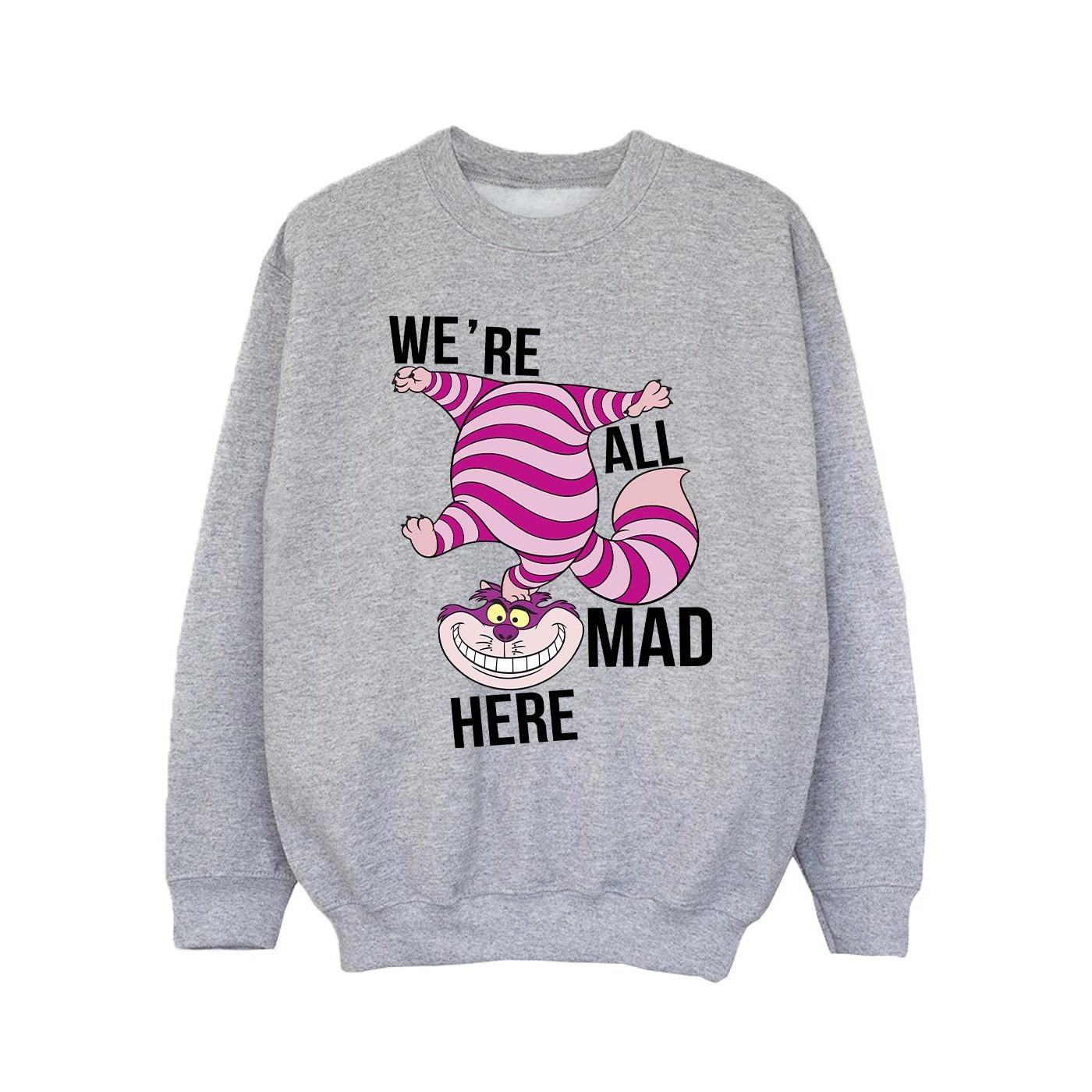 Image of Alice In Wonderland All Mad Here Sweatshirt Mädchen Grau 140/146