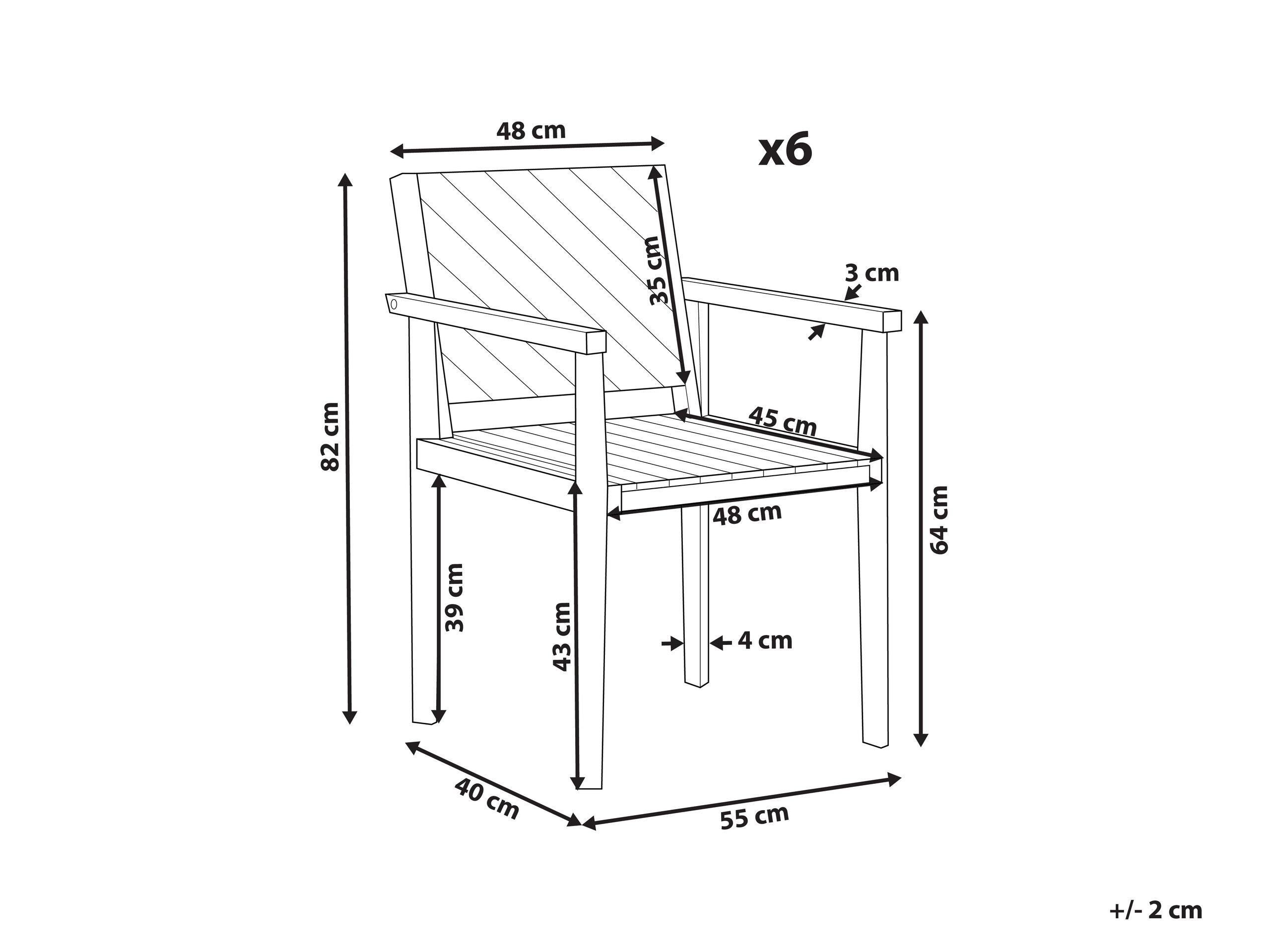 Beliani Set di 6 sedie en Legno d'acacia Classico BARATTI  