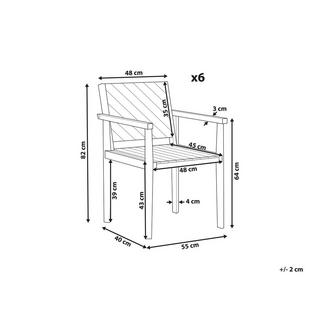 Beliani Gartenstuhl 6er Set aus Akazienholz Klassisch BARATTI  