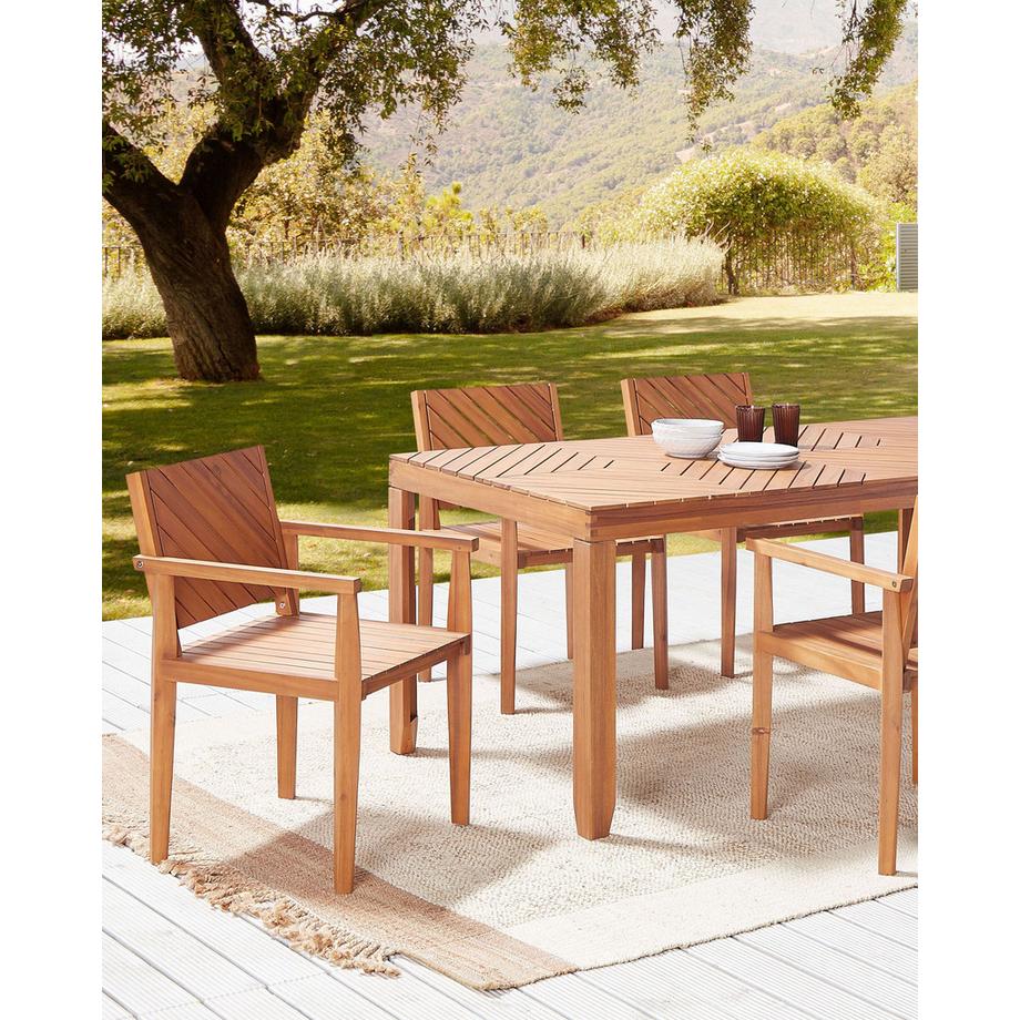 Beliani Gartenstuhl 6er Set aus Akazienholz Klassisch BARATTI  