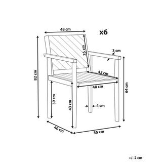 Beliani Gartenstuhl 6er Set aus Akazienholz Klassisch BARATTI  