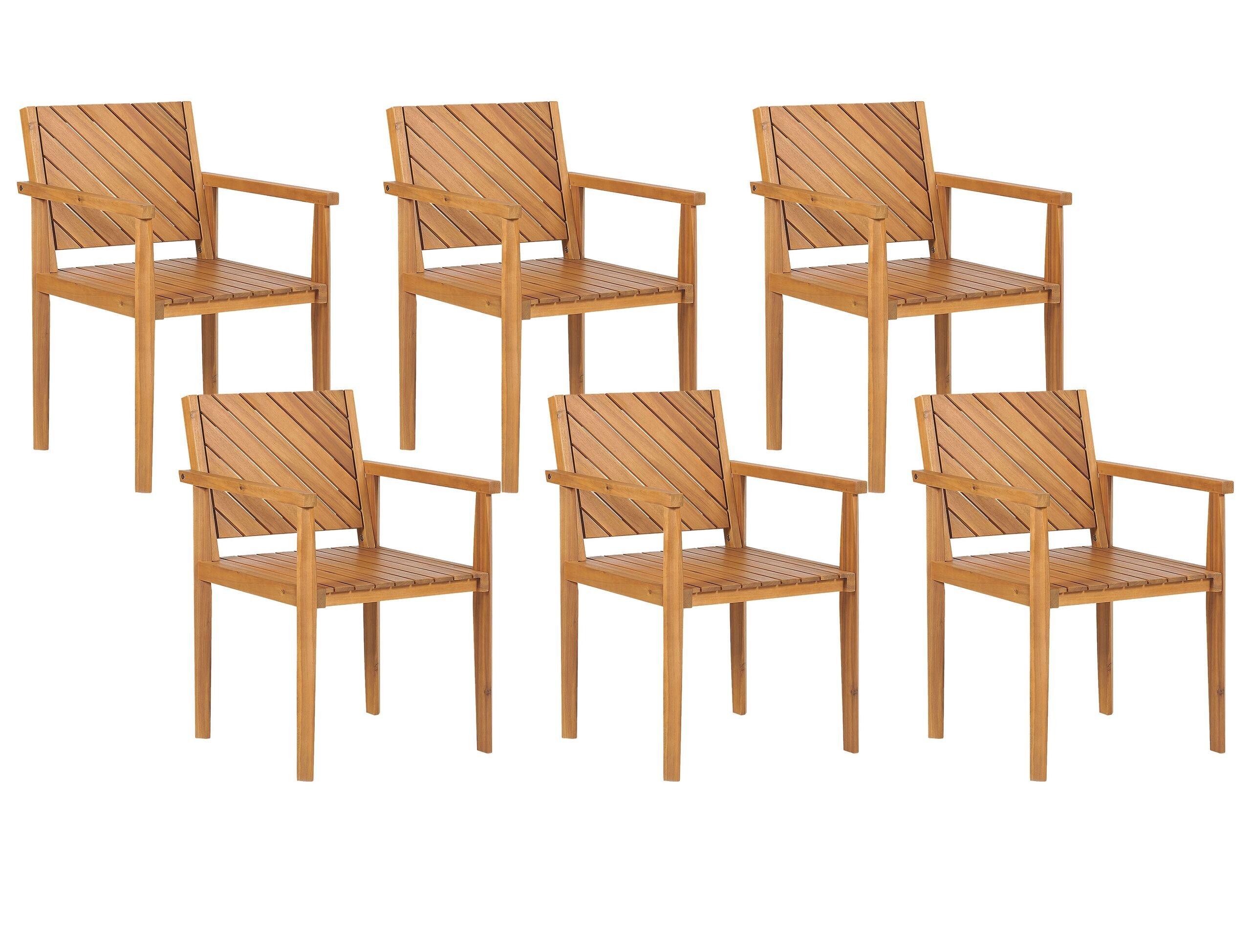 Beliani Lot de 6 chaises en Acacia Traditionnel BARATTI  