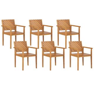 Beliani Lot de 6 chaises en Acacia Traditionnel BARATTI  