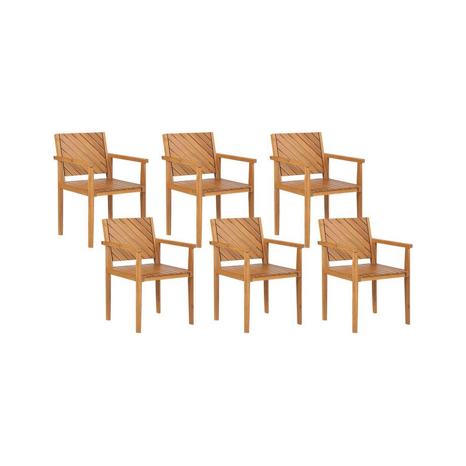 Beliani Gartenstuhl 6er Set aus Akazienholz Klassisch BARATTI  