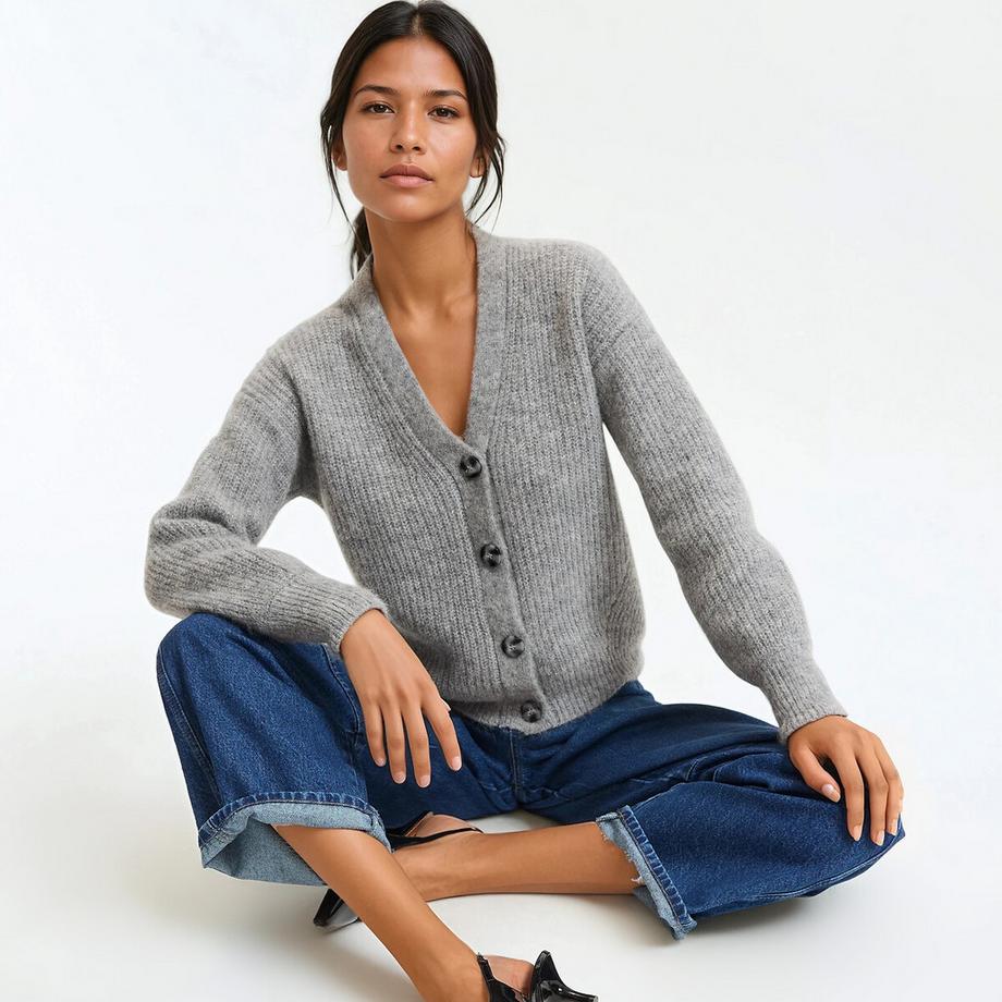 La Redoute Collections Geknöpfte Strickjacke V-Ausschnitt  