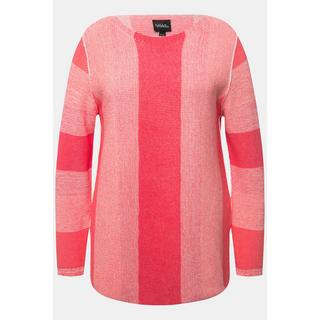 Ulla Popken  Pullover con righe, scollo a girocollo e maniche lunghe 