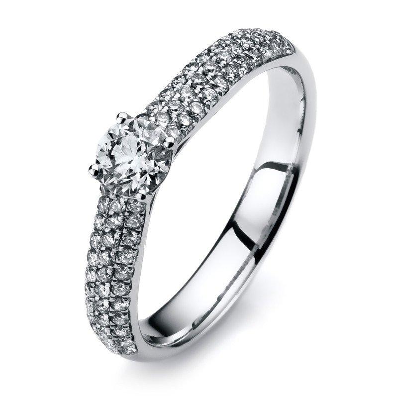 Image of Verlobungsring 585/14k Weissgold Diamant 0.64ct. Damen Silber ONE SIZE
