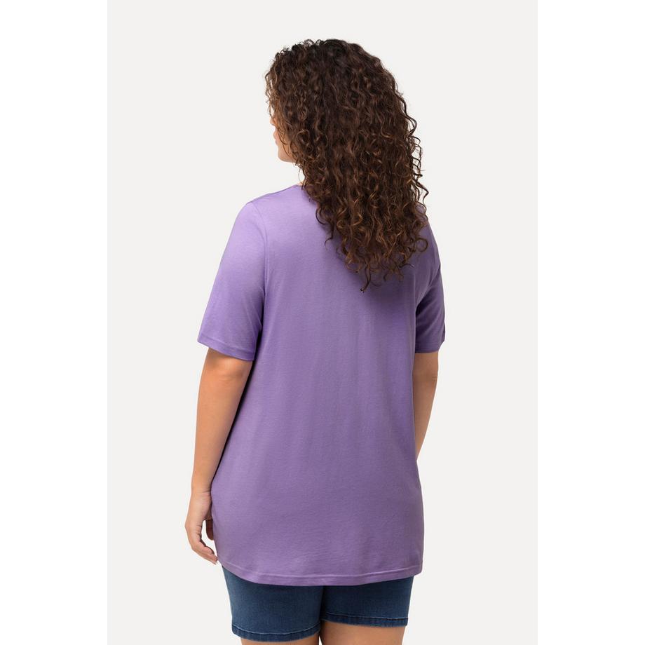 Ulla Popken T-shirt Pieghe Decorative Linea ad A Girocollo Mezza Manica  