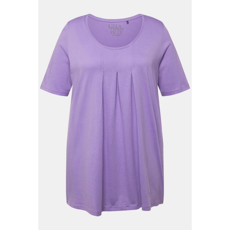 Ulla Popken T-shirt Pieghe Decorative Linea ad A Girocollo Mezza Manica  