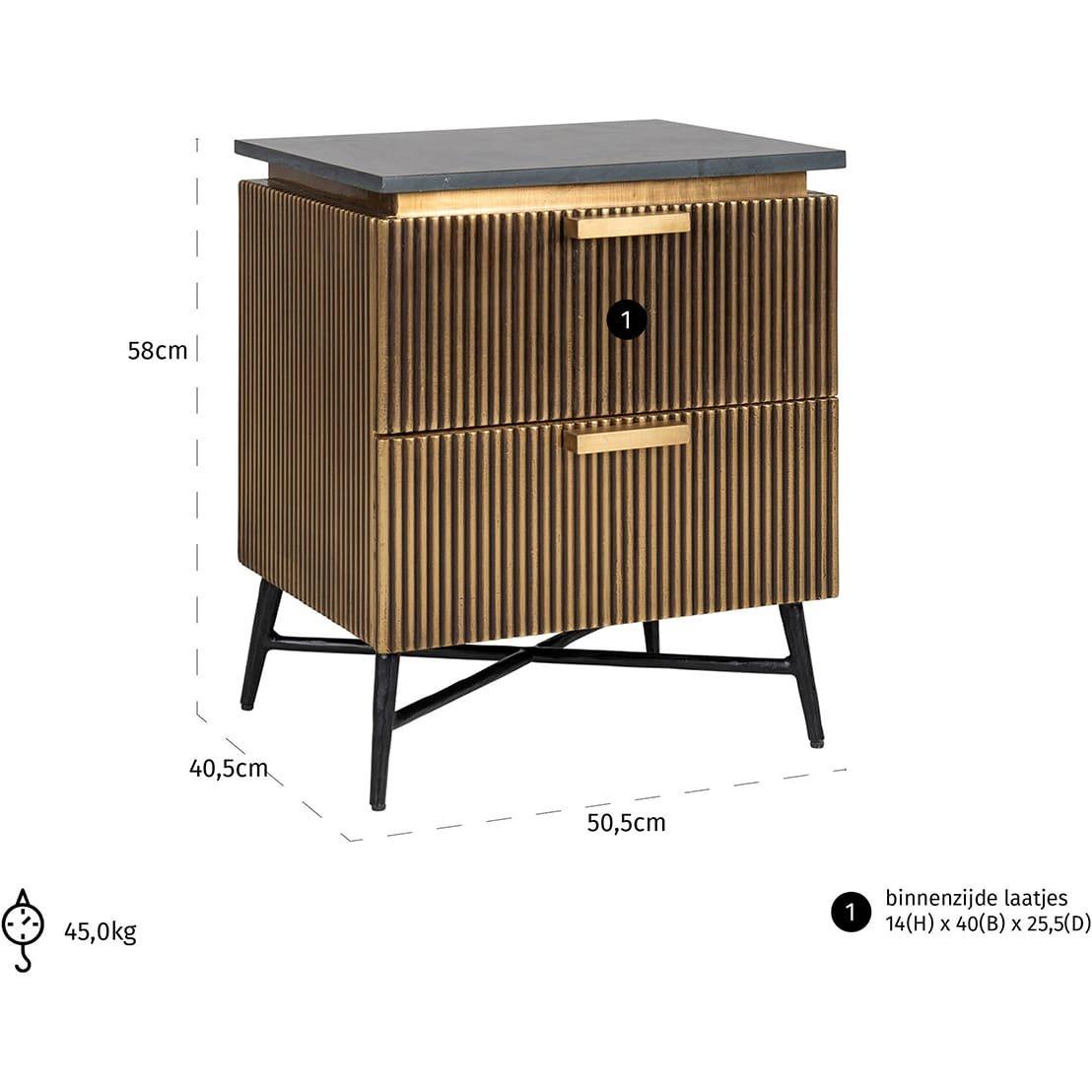 mutoni Table de chevet Ironville or noir 51  