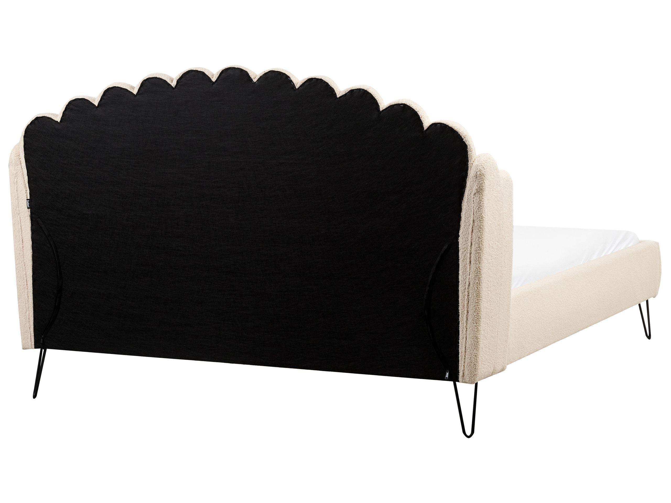 Beliani Lit avec sommier en Bouclé Rétro AMBILLOU  