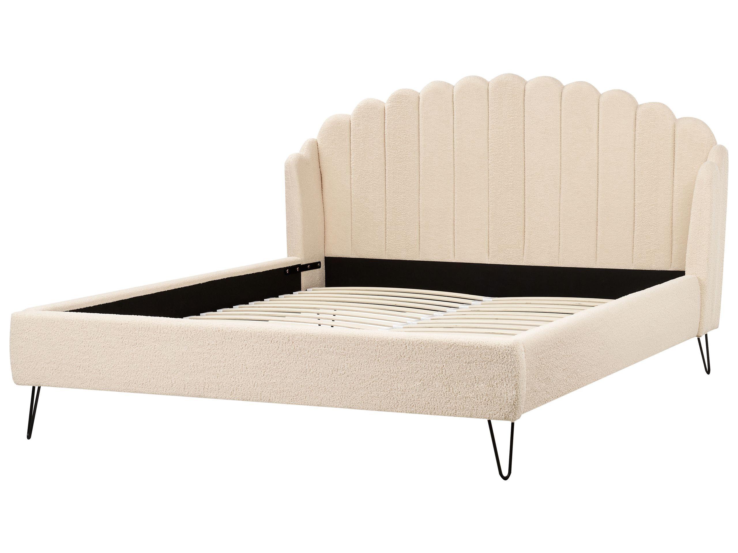 Beliani Lit avec sommier en Bouclé Rétro AMBILLOU  