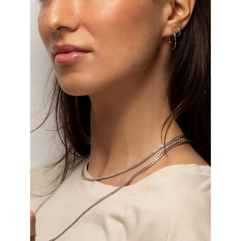 PHANTASYA  Créoles petit 1305 Plaqué rhodium 