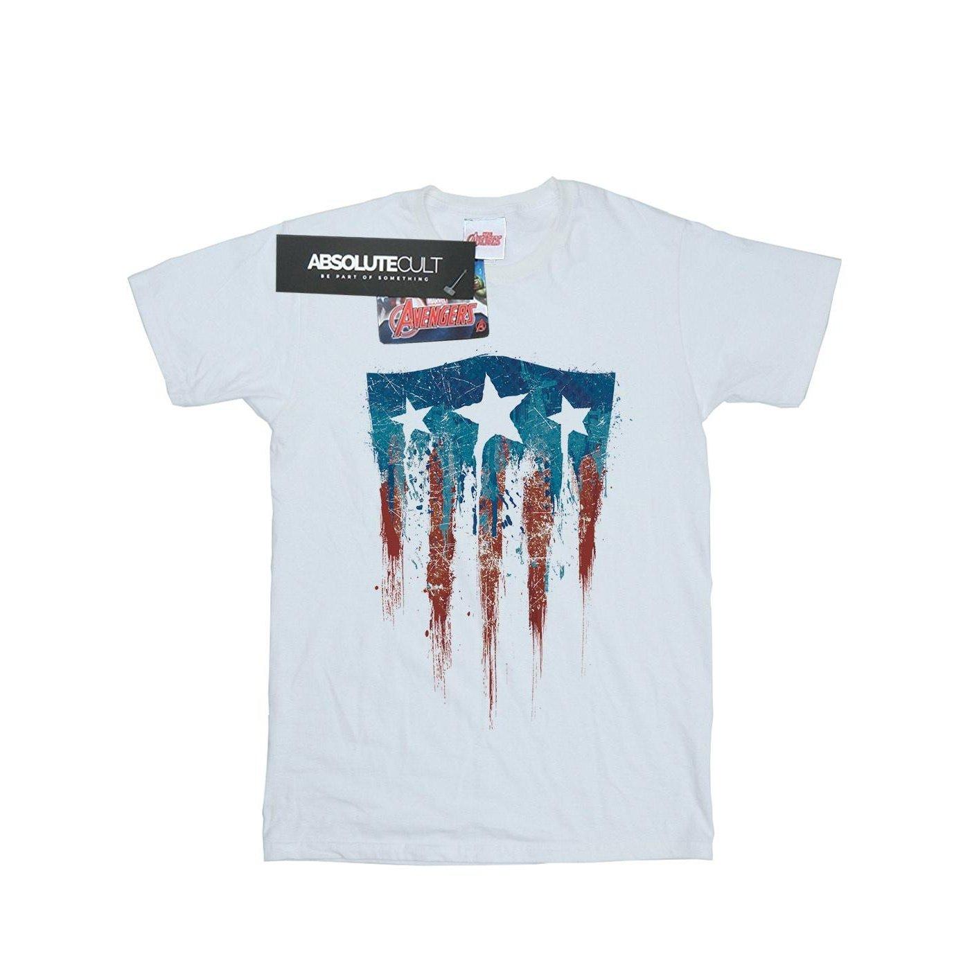 Image of Captain America Flag Shield Tshirt Herren Weiss M