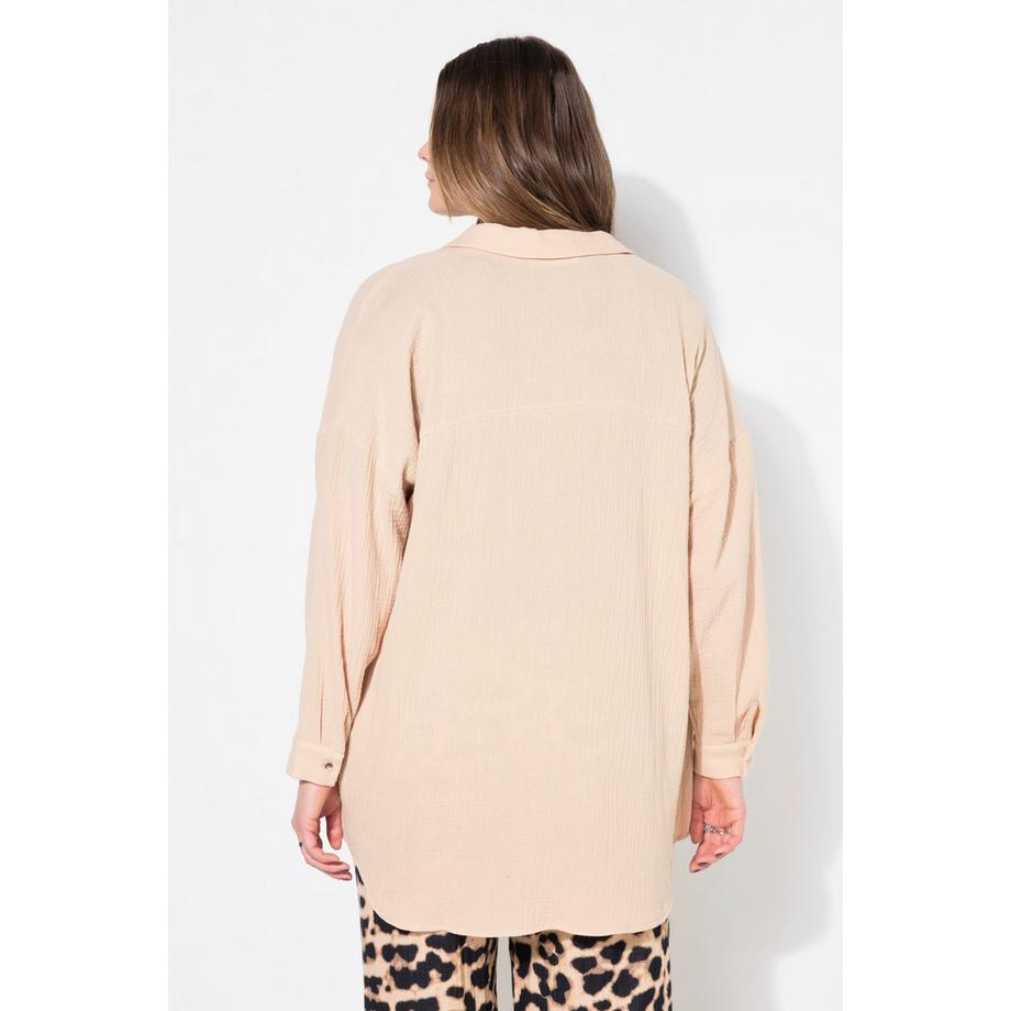 Studio Untold Musselin Oversized Bluse Leo-Patch Tasche  